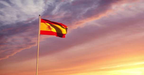 スペイン王国と首都マドリードを代表するスペイン国旗。独立と国家愛国心の国旗と紋章- 4k - 映像、動画