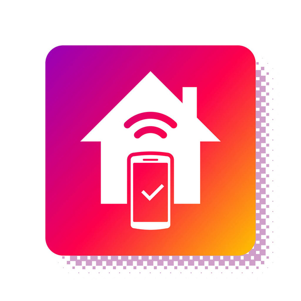 White Smart home - ikona dálkového ovládání izolovaná na bílém pozadí. Tlačítko čtvercové barvy. Vektorová ilustrace - Vektor, obrázek