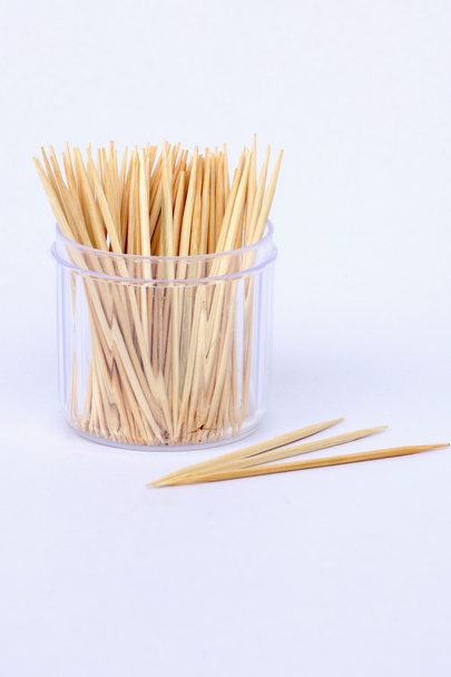 toothpicks in the bank on a white background - Photo, Image