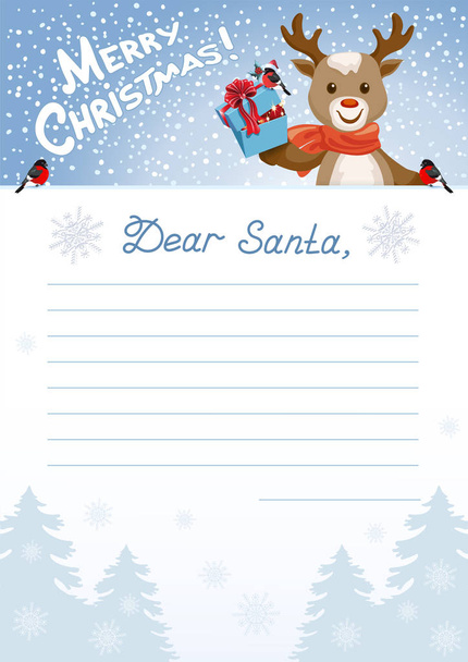 Layout letter to Santa Claus with inscription "Dear Santa" and c - Vector, afbeelding