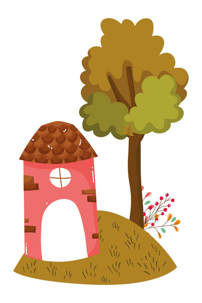 House with tree of fairytale design - Vektor, kép