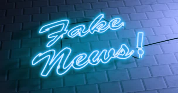 Väärennetyt uutiset tai vaihtoehtoiset tosiasiat ovat propagandaa ja väärää tietoa. Neon merkki osoittaa epärehellinen sosiaalisen median ja mainonnan - 4k
 - Materiaali, video