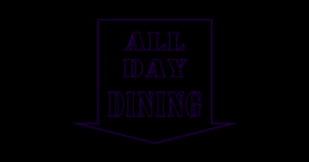 Όλη την ημέρα δείπνο σημαίνει όλο το εικοσιτετράωρο γεύματα σε ένα εστιατόριο. Δείπνο ή φαγητό οποιαδήποτε στιγμή 24 ώρες - 4k - Πλάνα, βίντεο
