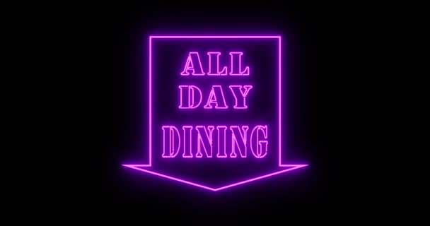 De hele dag dineren betekent de klok rond eten in een restaurant. Eten of eten op elk gewenst moment 24 uur - 4k - Video