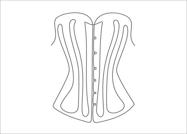 Continuous one line drawing. Vector illustration, corset - Вектор,изображение