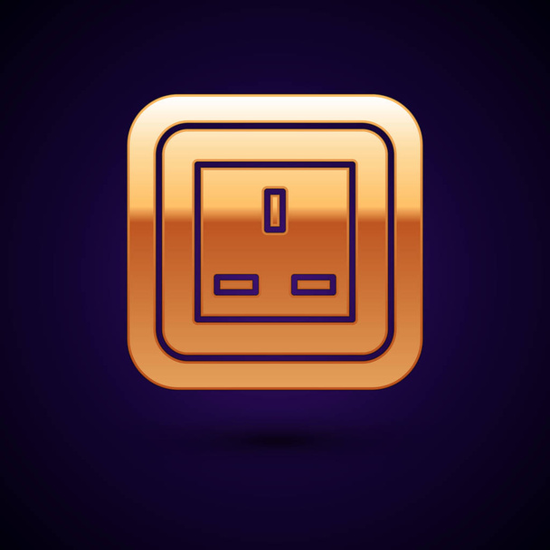 Gold Elektrické zásuvky ikona izolované na tmavomodrém pozadí. Zásuvka. Symbol Rosetty. Vektorová ilustrace - Vektor, obrázek