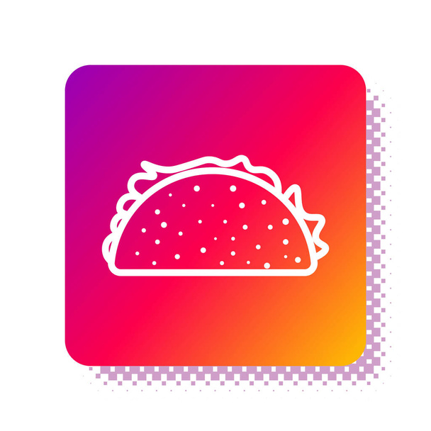 Białe taco z ikoną tortilli na białym tle. Tradycyjne meksykańskie fast foody. Kwadratowy przycisk. Ilustracja wektora - Wektor, obraz