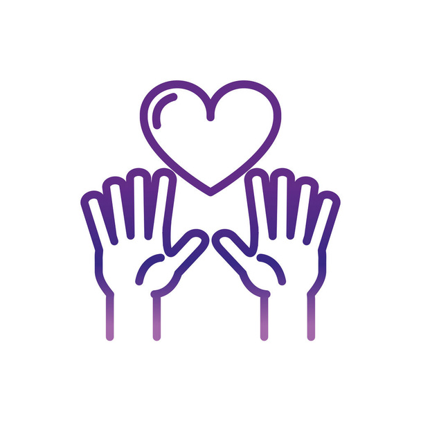 handen met liefde hart liefdadigheid hulp donatie - Vector, afbeelding