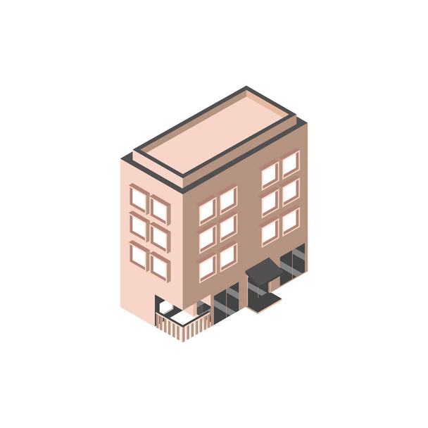 hotel apartments building isometric style - Vector, Image