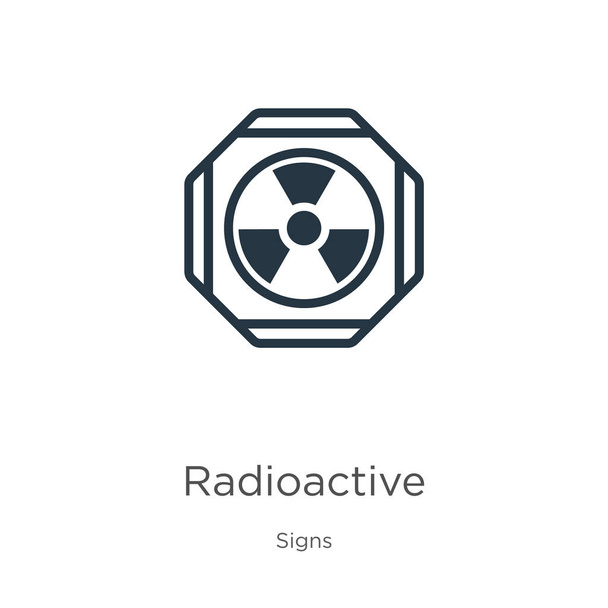 Radioaktywny wektor symbolu. Modna płaska ikona symbolu radioaktywnego z kolekcji znaków odizolowanych na białym tle. Ilustracja wektorowa może być używana do projektowania graficznego, logo, eps10 - Wektor, obraz
