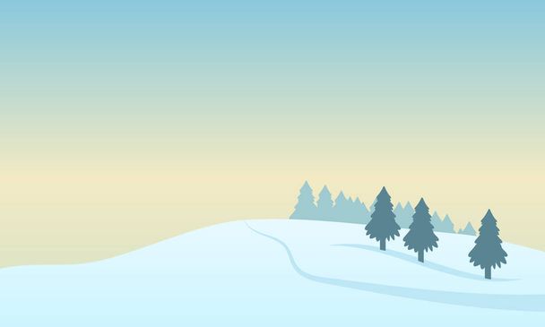 Зимовий пейзаж сонця над засніженим пагорбом, Векторні ілюстрації мистецтва
. - Вектор, зображення