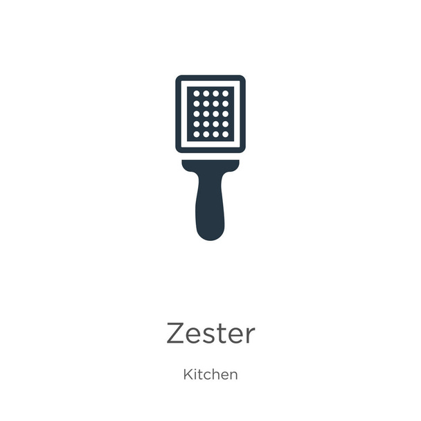 Διάνυσμα εικονιδίων. Μοντέρνο επίπεδο zester εικονίδιο από τη συλλογή κουζίνας που απομονώνονται σε λευκό φόντο. Εικονογράφηση διάνυσμα μπορεί να χρησιμοποιηθεί για web και κινητό γραφικό σχεδιασμό, λογότυπο, eps10 - Διάνυσμα, εικόνα