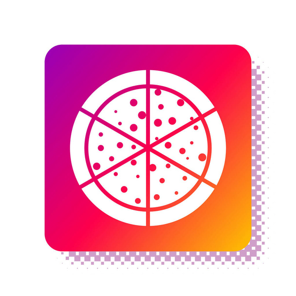 Icono de Pizza Blanca aislado sobre fondo blanco. Botón de color cuadrado. Ilustración vectorial
 - Vector, imagen
