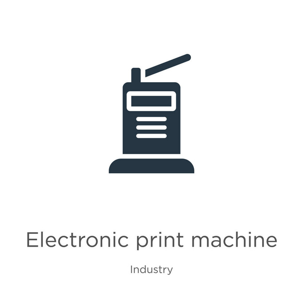 Elektroniczny wektor maszyny drukującej. Modna płaska elektroniczna ikona maszyny drukarskiej z kolekcji branżowej izolowana na białym tle. Ilustracja wektorowa może być używana do grafiki internetowej i mobilnej - Wektor, obraz
