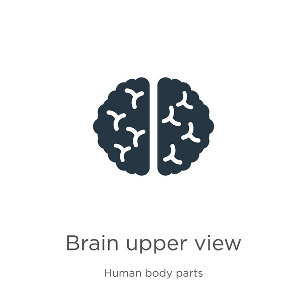 Вектор иконок верхнего вида мозга. Модный плоский значок верхнего вида мозга из коллекции частей человеческого тела выделен на белом фоне. Векторная иллюстрация может быть использована для веб и мобильного графического дизайна, логотипа
, - Вектор,изображение