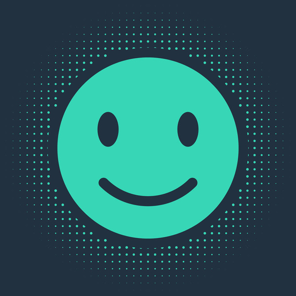 Green Smile face icon isolated on blue background. Smiling emoticon. Happy smiley chat symbol. Abstract circle random dots. Vector Illustration - Vector, Image