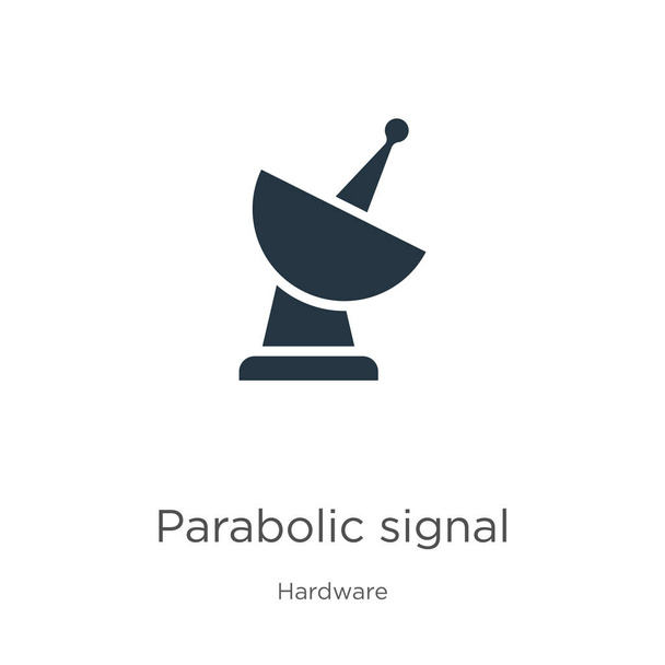 Вектор значка параболічного сигналу. Модні плоскі значки параболічного сигналу з колекції обладнання ізольовані на білому тлі. Векторна ілюстрація може бути використана для веб- та мобільного графічного дизайну, логотипу, eps10
 - Вектор, зображення