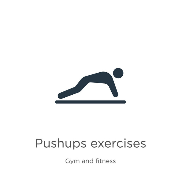 Pushups ασκεί διάνυσμα εικονίδιο. Trendy επίπεδη pushups ασκήσεις εικονίδιο από τη συλλογή γυμναστήριο και γυμναστήριο που απομονώνονται σε λευκό φόντο. Εικονογράφηση διάνυσμα μπορεί να χρησιμοποιηθεί για web και κινητό γραφικό σχεδιασμό, λογότυπο, - Διάνυσμα, εικόνα