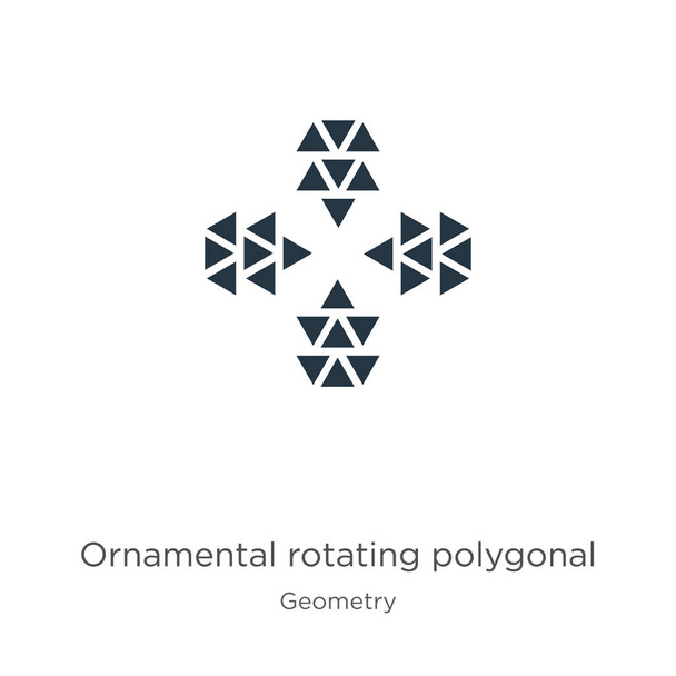Ornamentaler rotierender polygonaler Symbolvektor. Trendige flache ornamentale, sich drehende polygonale Ikone aus der Geometrie-Kollektion isoliert auf weißem Hintergrund. Vektor-Illustration kann für Web und Mobile verwendet werden - Vektor, Bild