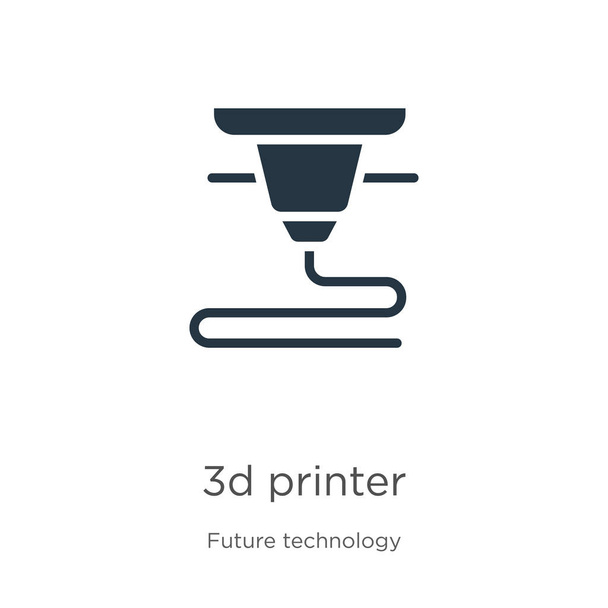 3D-tulostimen kuvakevektori. Trendikäs tasainen 3D-tulostimen kuvake tulevaisuuden teknologian kokoelma eristetty valkoisella taustalla. Vektorikuvaa voidaan käyttää web ja mobiili graafinen suunnittelu, logo, eps10
 - Vektori, kuva