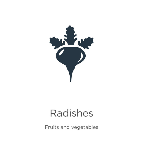 Radishes-kuvakevektori. Trendikäs tasainen retiisit kuvake hedelmistä kokoelma eristetty valkoisella taustalla. Vektorikuvaa voidaan käyttää web ja mobiili graafinen suunnittelu, logo, eps10
 - Vektori, kuva