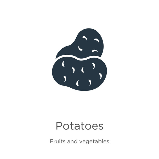Εικονίδιο πατάτας διάνυσμα. Μοντέρνο εικονίδιο επίπεδες πατάτες από τη συλλογή φρούτων που απομονώνονται σε λευκό φόντο. Εικονογράφηση διάνυσμα μπορεί να χρησιμοποιηθεί για web και κινητό γραφικό σχεδιασμό, λογότυπο, eps10 - Διάνυσμα, εικόνα