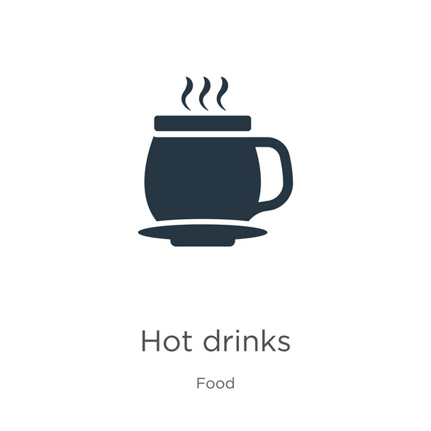 Sıcak içecek ikon vektörü. Beyaz arka planda izole edilmiş yemek koleksiyonundan moda düz sıcak içecek ikonu. Vektör illüstrasyonu web ve mobil grafik tasarımı, logo, eps10 için kullanılabilir - Vektör, Görsel
