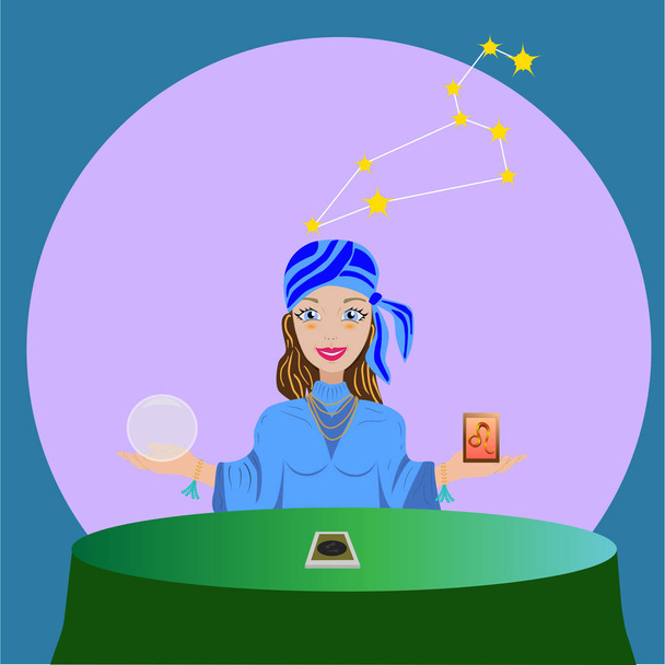 fortune teller with lion sign - Vector, Image
