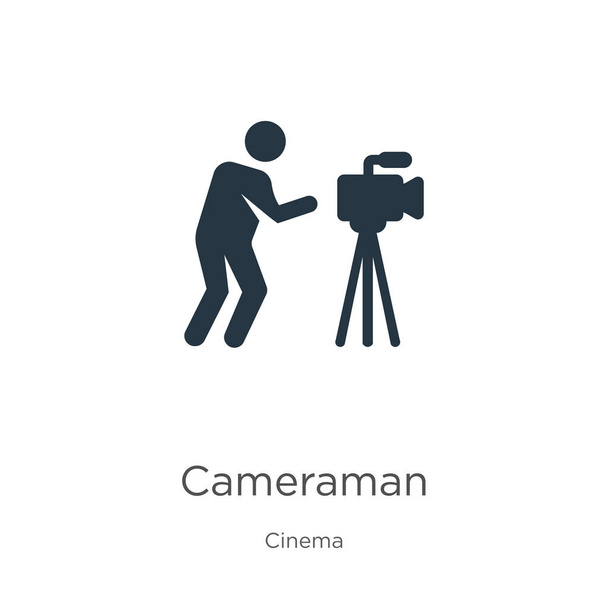 Kameramiehen kuvakevektori. Trendikäs tasainen kameramies kuvaketta elokuvateatteri kokoelma eristetty valkoisella taustalla. Vektorikuvaa voidaan käyttää web ja mobiili graafinen suunnittelu, logo, eps10
 - Vektori, kuva