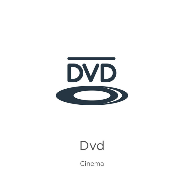 Dvdロゴアイコンベクトル。白い背景に隔離された映画コレクションからトレンディなフラットDVDロゴアイコン。ベクターイラストは、ウェブやモバイルグラフィックデザイン、ロゴ、 eps10に使用できます。 - ベクター画像