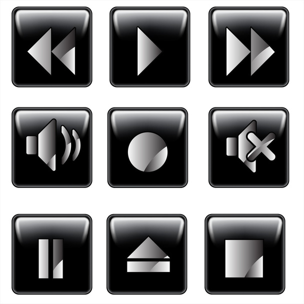 Media player button set vector - Vektori, kuva