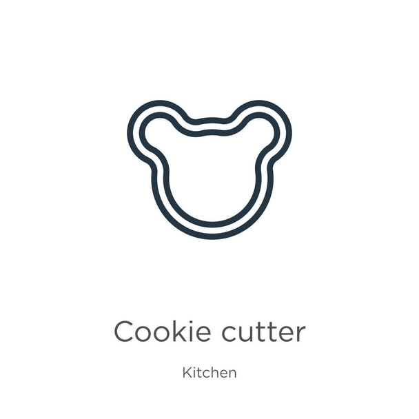 Cookie cutter icon. Thin linear cookie cutter outline icon isolated on white background from kitchen collection. Line vector cookie cutter sign, symbol for web and mobile - Vector, Image