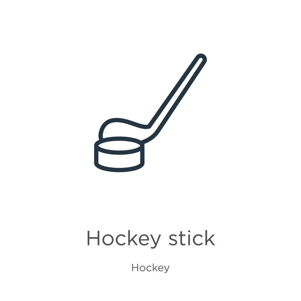 Icono de palo de hockey. Icono de perfil de palo de hockey lineal delgado aislado sobre fondo blanco de la colección de hockey. Signo de palo de hockey vector de línea, símbolo para web y móvil
 - Vector, imagen