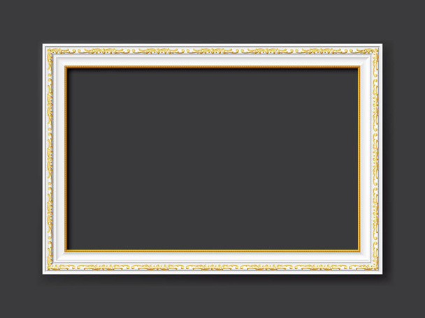 bílý a zlatý vektorový obraz rám izolované na tmavě šedém pozadí  - Vektor, obrázek