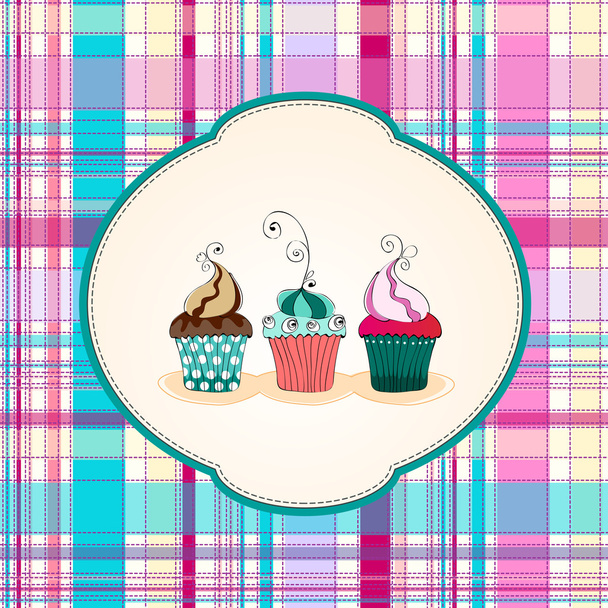Cute cupcakes illustration - Vector, Image