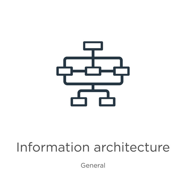 Információs architektúra ikon. Vékony lineáris információs architektúra vázlat ikon elszigetelt fehér háttér általános gyűjtemény. Vonalvektor információs architektúra jel, szimbólum web és - Vektor, kép