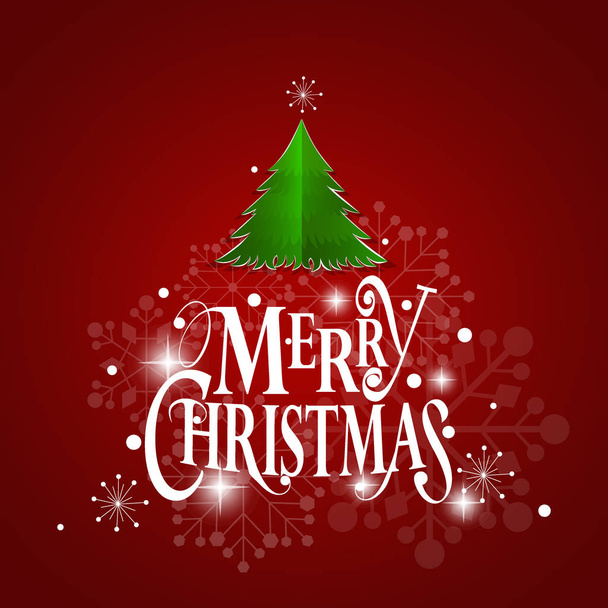 Christmas Greeting Card. Merry Christmas lettering with Christma - Vector, Image