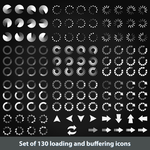 Set of 130 loading and buffering icons - Vektori, kuva