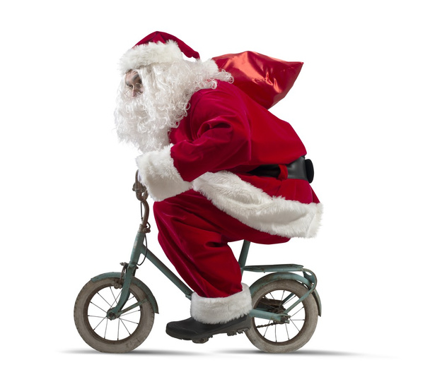 Papai Noel na bicicleta
 - Foto, Imagem