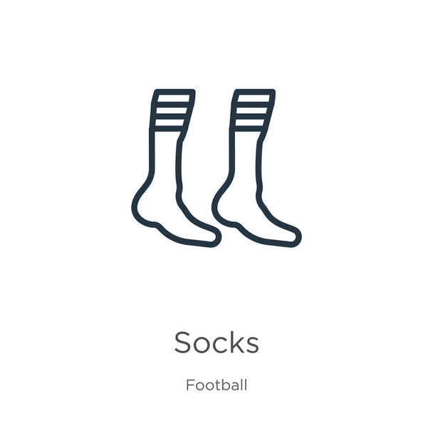 Socks icon. Thin linear socks outline icon isolated on white background from football collection. Line vector socks sign, symbol for web and mobile - Vector, Image