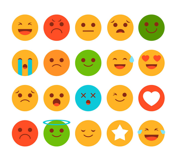Colección Emoji. Feliz amarillo cara conjunto vector aislado
 - Vector, Imagen