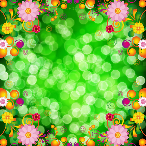 Floral background with bokeh defocused lights. - Διάνυσμα, εικόνα