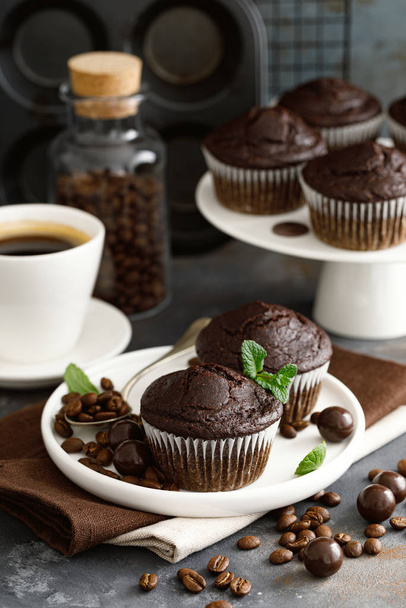Coffee chocolate muffins for breakfast - Foto, imagen
