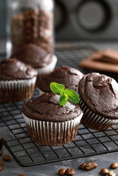 Coffee chocolate muffins for breakfast - Фото, зображення