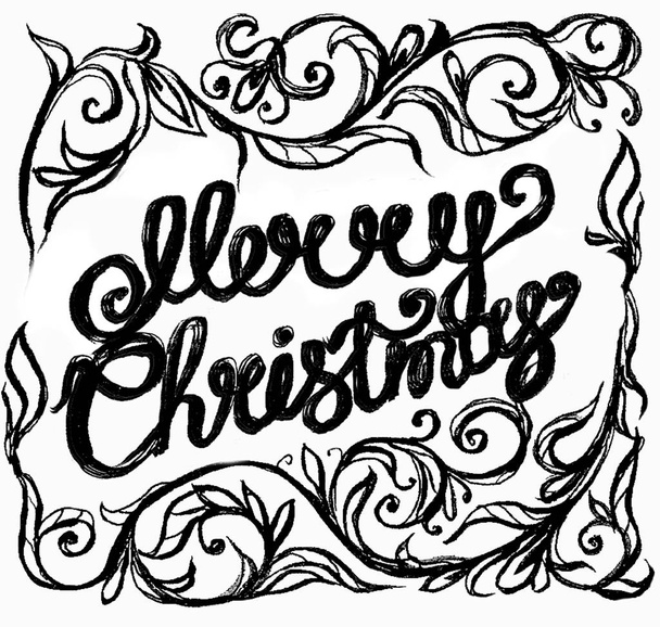 Merry christmas hand lettering isolated on white background. Illustration. - Photo, Image