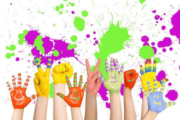 painted children's hands - Фото, изображение