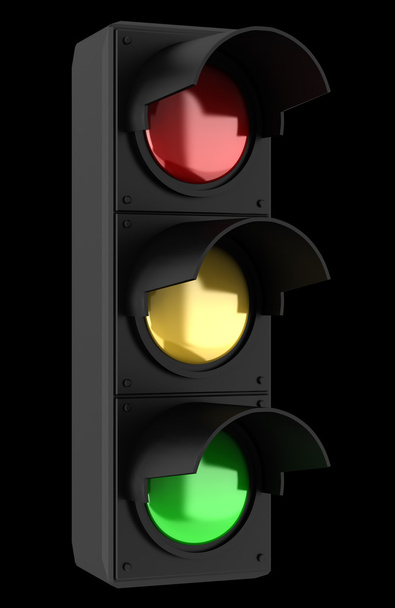 semáforos aislados sobre fondo negro
 - Foto, Imagen