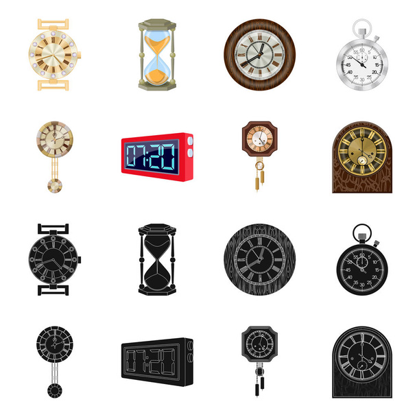 Εικονογράφηση διάνυσμα σύμβολο ρολόι και το χρόνο. Σετ ρολόι και κύκλο εικονίδιο του φορέα σε απόθεμα. - Διάνυσμα, εικόνα