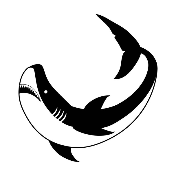 Shark vector icon.Black vector icon isolated on white background shark. - Vecteur, image