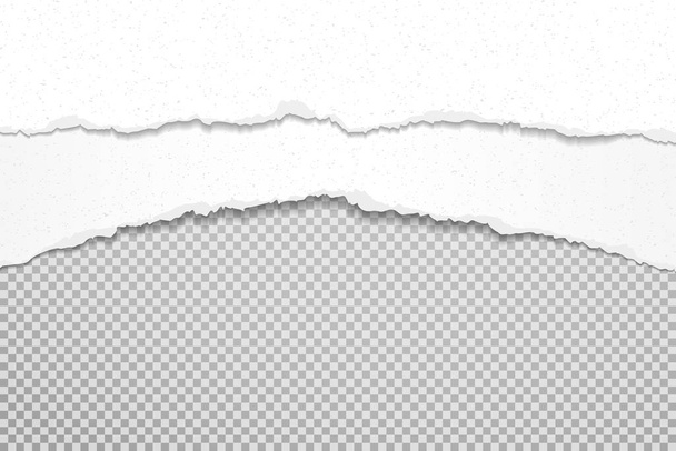 Trozos rasgados y rasgados de papel blanco horizontal y granulado con sombra suave están sobre un fondo cuadrado. Ilustración vectorial
 - Vector, imagen